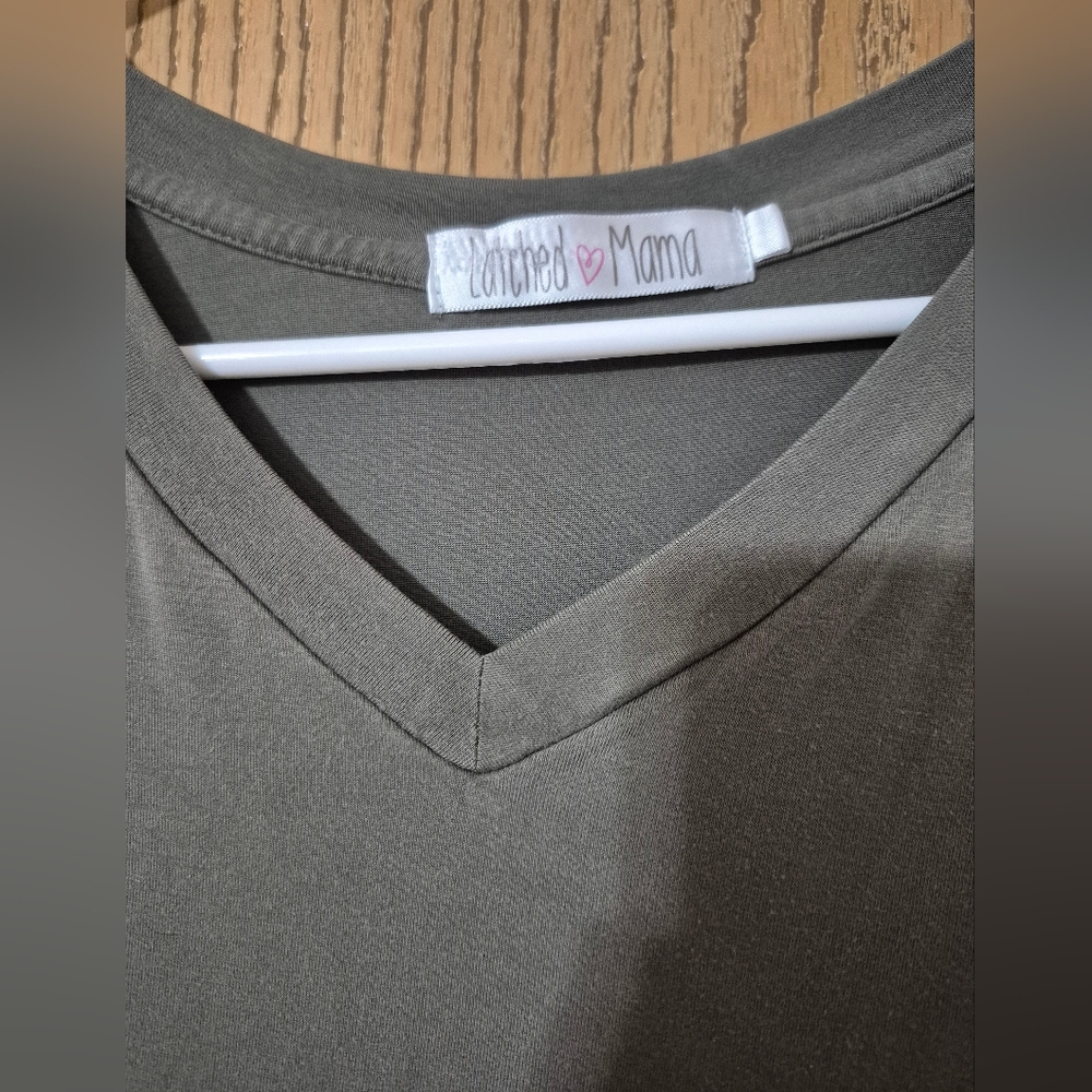 Latched Mama Olive Green V-Neck Top
